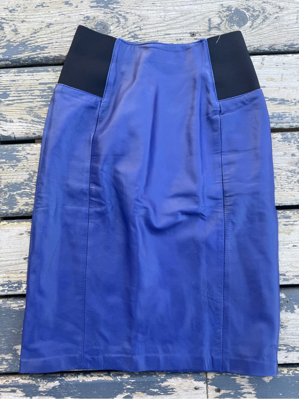 bagatelle Cobalt Blue Pencil Skirt with Black Elastic Side Panels